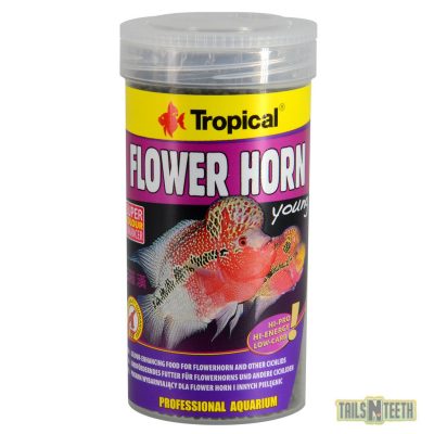 flower horn fish food jar, picture of flowerhorn on front