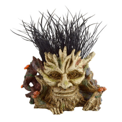 brown tree troll with red mushrooms and green vines